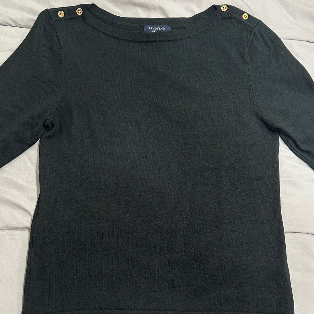 LAND’S END Black Top with Gold Button Accents